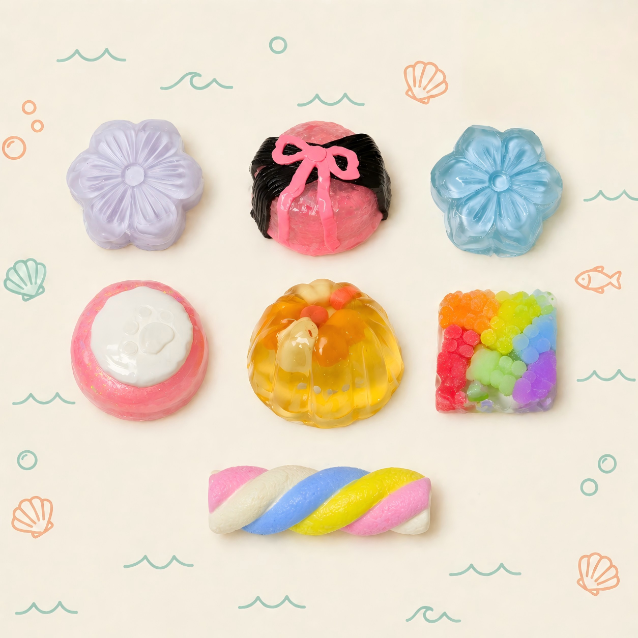 Dessert Series C | Marshmallow, Jelly & Sweet Treat Squishy Toys – Cute Stress Relief Collection