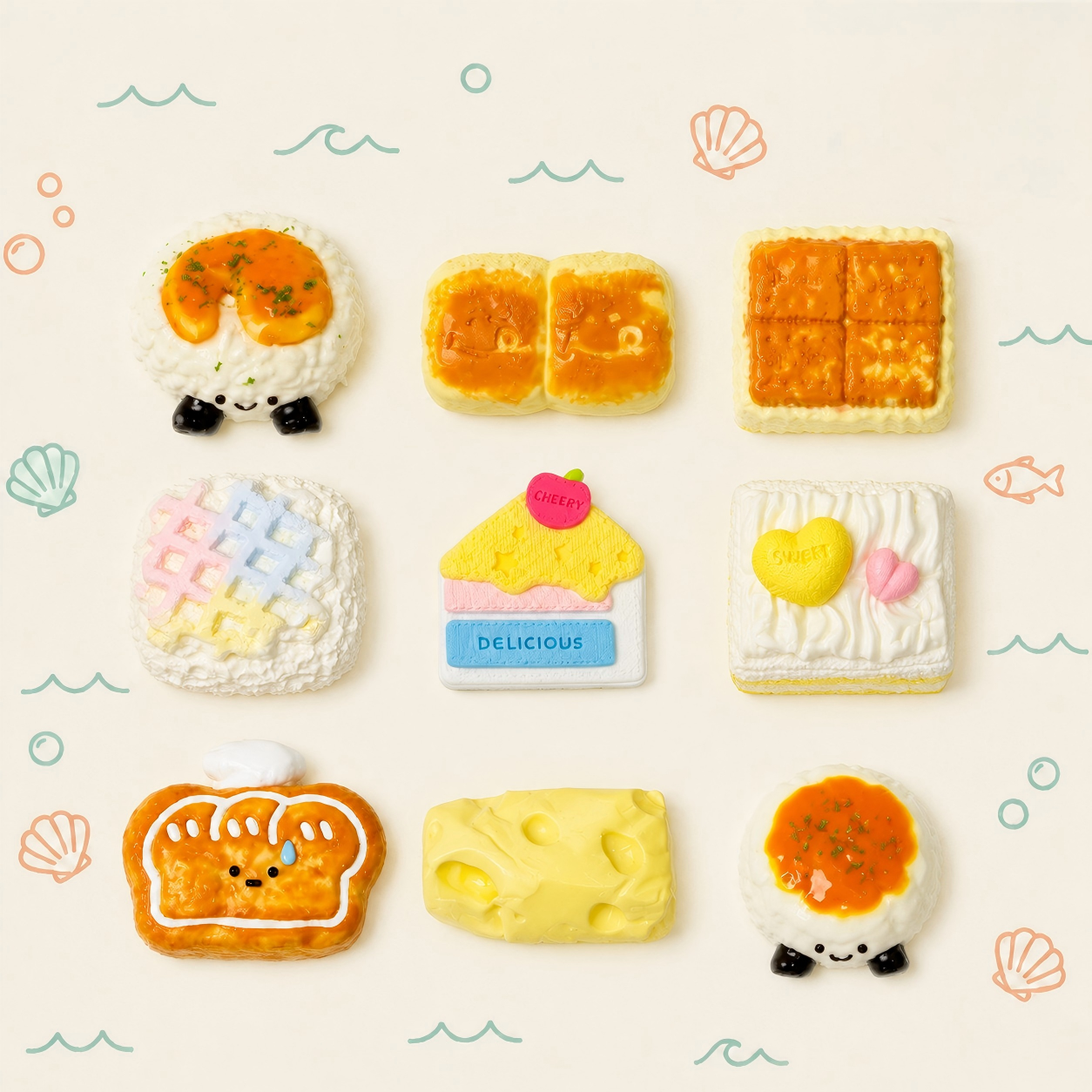 Food Series D | Delicious Cake, Cheese Sticks,Toast Bread Squishy Toy, Cute Food-Themed Stress Relief and Relaxation Toy(H1~14)